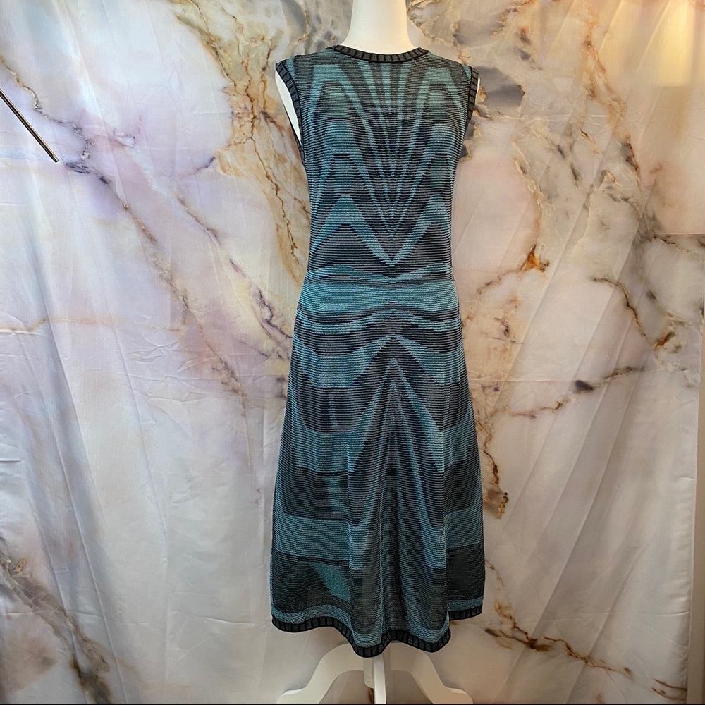 M MISSONI turquoise black geometric print dress
